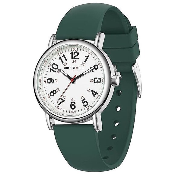 GOLDEN HOUR Waterproof Nurse Watch for Medical , Dark Green